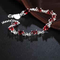 Hot new 925 Sterling silver Bracelets for women Wild red crystal chain fashion lady Wedding party Christmas gifts Jewelry