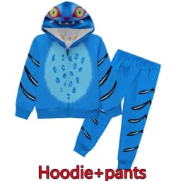 blue Tiger Cosplay Costume elf Tiger Hoodie Pants Sets Kids Halloween Christmas Party Funny Outfits Suit