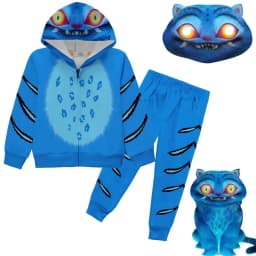 blue Tiger Cosplay Costume elf Tiger Hoodie Pants Sets Kids Halloween Christmas Party Funny Outfits Suit
