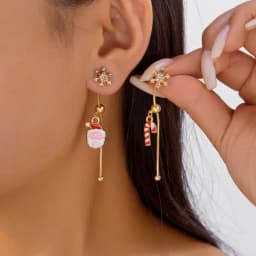 Creative Christmas Grandpa and Grandma Zircon Stud Earrings For Women White Pearl Crystal Snowman Elk Earring New Year Jewelry