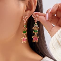 Creative Christmas Grandpa and Grandma Zircon Stud Earrings For Women White Pearl Crystal Snowman Elk Earring New Year Jewelry