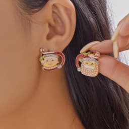 Creative Christmas Grandpa and Grandma Zircon Stud Earrings For Women White Pearl Crystal Snowman Elk Earring New Year Jewelry