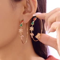 Creative Christmas Grandpa and Grandma Zircon Stud Earrings For Women White Pearl Crystal Snowman Elk Earring New Year Jewelry