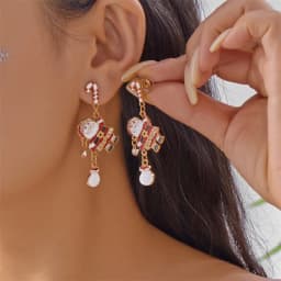 Creative Christmas Grandpa and Grandma Zircon Stud Earrings For Women White Pearl Crystal Snowman Elk Earring New Year Jewelry