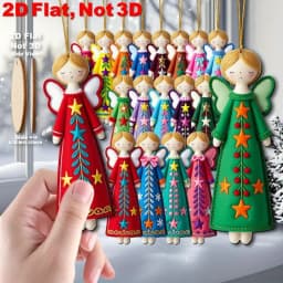 18/54pcs Colorful 11.94 Cm Artificial Wood Flat 2D Angel Decorations,Christmas Tree Toppers, Gift Tags, Party & Home Decorations