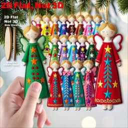18/54pcs Colorful 11.94 Cm Artificial Wood Flat 2D Angel Decorations,Christmas Tree Toppers, Gift Tags, Party & Home Decorations