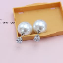 NEW Big Imitation Pearl CZ Crystal Stud Earrings Women Europe and America Simple Round Ball Brincos Jewelry Christmas Gift