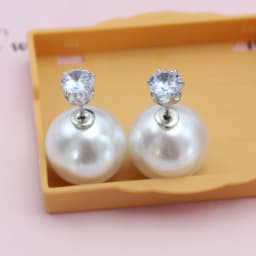 NEW Big Imitation Pearl CZ Crystal Stud Earrings Women Europe and America Simple Round Ball Brincos Jewelry Christmas Gift