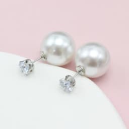 NEW Big Imitation Pearl CZ Crystal Stud Earrings Women Europe and America Simple Round Ball Brincos Jewelry Christmas Gift