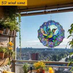 1pc Color- Hummingbirds in Flight 3D Rotating Wind Spinner - Heavy-Duty Iron Hook, Spinning Motion Suitable for Christmas