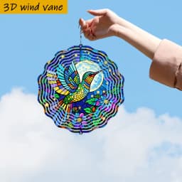 1pc Color- Hummingbirds in Flight 3D Rotating Wind Spinner - Heavy-Duty Iron Hook, Spinning Motion Suitable for Christmas