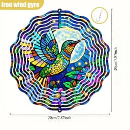 1pc Color- Hummingbirds in Flight 3D Rotating Wind Spinner - Heavy-Duty Iron Hook, Spinning Motion Suitable for Christmas