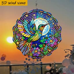 1pc Color- Hummingbirds in Flight 3D Rotating Wind Spinner - Heavy-Duty Iron Hook, Spinning Motion Suitable for Christmas