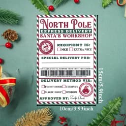 10 Pcs North Pole Delivery Gift Labels – Christmas Holiday Package Stickers with Fill-In To/From & Delivery Method Fields