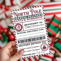 10 Pcs North Pole Delivery Gift Labels – Christmas Holiday Package Stickers with Fill-In To/From & Delivery Method Fields