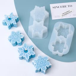 2 Holes 3D Snowflake Silicone Candle Mold Christmas Scented Candle Ornament Keychain Pendant Plaster Epoxy Resin Mold Craft Gift