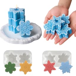 2 Holes 3D Snowflake Silicone Candle Mold Christmas Scented Candle Ornament Keychain Pendant Plaster Epoxy Resin Mold Craft Gift
