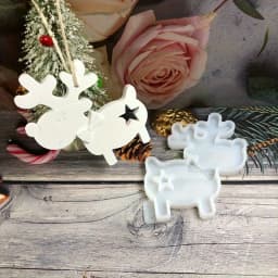 Christmas Reindeer Hanging Ornament Silicone Resin Casting Molds - DIY Craft Animal Shaped Silicone Mold for Epoxy Resin