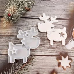 Christmas Reindeer Hanging Ornament Silicone Resin Casting Molds - DIY Craft Animal Shaped Silicone Mold for Epoxy Resin