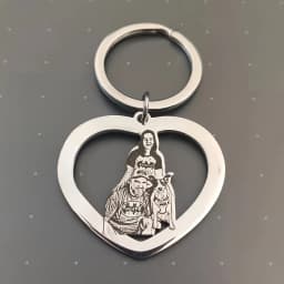 【Customized Product】Personalized Stainless Steel Heart-Shaped Keychain - Personalized Photos of Family and Couples with Customizable Text and Date - Valentine's Day/Christmas Gift - a Commemorative Gift for Family, Couples, and Pets