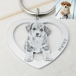 【Customized Product】Personalized Stainless Steel Heart-Shaped Keychain - Personalized Photos of Family and Couples with Customizable Text and Date - Valentine's Day/Christmas Gift - a Commemorative Gift for Family, Couples, and Pets