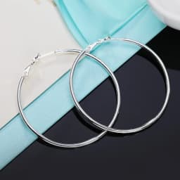 Hot Sale High Quality 925 Sterling Silver Classic 5-8CM Big Circle Earrings Women Party Jewelry Fashion Christmas Gifts