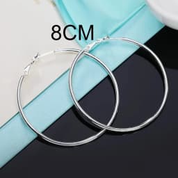 Hot Sale High Quality 925 Sterling Silver Classic 5-8CM Big Circle Earrings Women Party Jewelry Fashion Christmas Gifts