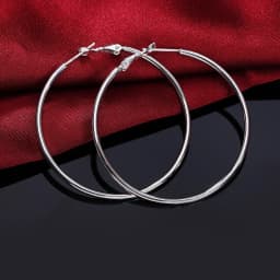 Hot Sale High Quality 925 Sterling Silver Classic 5-8CM Big Circle Earrings Women Party Jewelry Fashion Christmas Gifts
