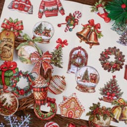 Mr.Paper 6 Packs Christmas Stickers, Creative Holiday Bow Background Decals for Journal Scrapbooking DIY, Phone Case Diary Decor