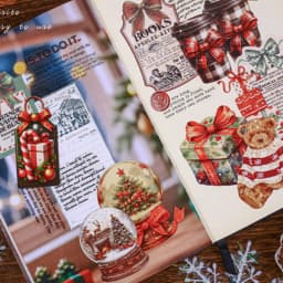 Mr.Paper 6 Packs Christmas Stickers, Creative Holiday Bow Background Decals for Journal Scrapbooking DIY, Phone Case Diary Decor