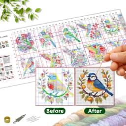 EverShine 10Pcs Cross Stitch Kit Bird DIY Embroidery Flower Animal 11CT Printed Canvas Entry Level Sewing Crafts Christmas Gift