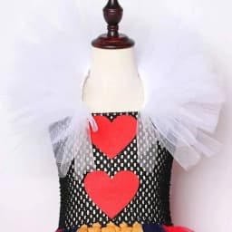 Red Hearts of Queen Long Costumes for Girls Carnival Halloween Tutu Dress with Crown Stick Kids Christmas Birthday Party Outfit