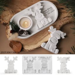 Christmas Silicone Mold Sitting Reindeer Resin Casting Mold for DIY Ornament Holiday Party Decor Gift Winter Party Decoration
