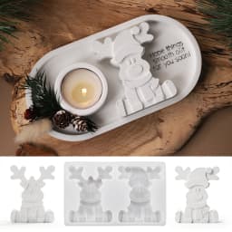 Christmas Silicone Mold Sitting Reindeer Resin Casting Mold for DIY Ornament Holiday Party Decor Gift Winter Party Decoration