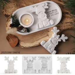 Christmas Silicone Mold Sitting Reindeer Resin Casting Mold for DIY Ornament Holiday Party Decor Gift Winter Party Decoration