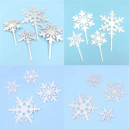 16pcs Snowflake Cupcake Toppers Frozen Theme Cake Decorations Birthday Party Decoration Christmas Cake Supplies Accessories