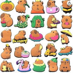 25Pcs Capybara Series Shoe Charms For Slides Sandals, PVC Shoe Decorations Accessories For Christmas Birthday Gift Party Favor