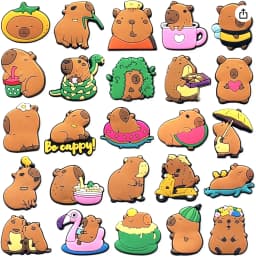 25Pcs Capybara Series Shoe Charms For Slides Sandals, PVC Shoe Decorations Accessories For Christmas Birthday Gift Party Favor