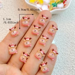 50Pcs New Cute Resin Mini Christmas Snowman, Tree, Old Man Collection Flat Back Manicure Parts Embellishments For Hair Bows