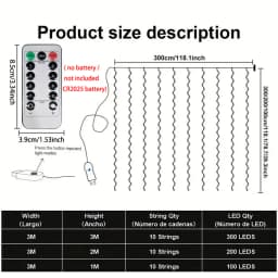 3M LED Curtain String Lights Fairy Decoration USB Holiday Garland Lamp 8 Mode For Home Garden Christmas Party New Year Wedding