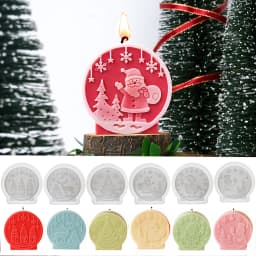Christmas Ball Silicone Candle Mold DIY Relief Santa Claus Elk Craft Molds Plaster Resin Making Home Christmas Decor Art Gifts