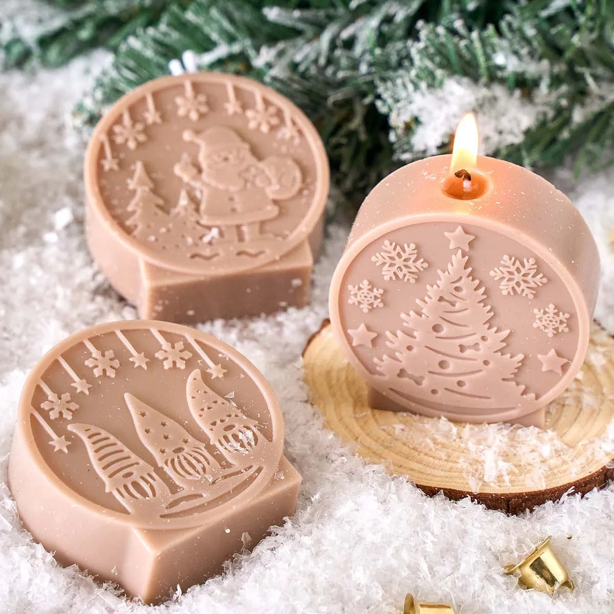 Christmas Ball Silicone Candle Mold DIY Relief Santa Claus Elk Craft Molds Plaster Resin Making Home Christmas Decor Art Gifts