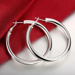 Hot trend 925 Sterling Silver beautiful 5CM Big hoop earrings for Women fashion party wedding designer Jewelry Christmas gifts