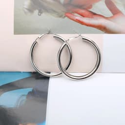 Hot trend 925 Sterling Silver beautiful 5CM Big hoop earrings for Women fashion party wedding designer Jewelry Christmas gifts