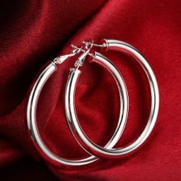 Hot trend 925 Sterling Silver beautiful 5CM Big hoop earrings for Women fashion party wedding designer Jewelry Christmas gifts