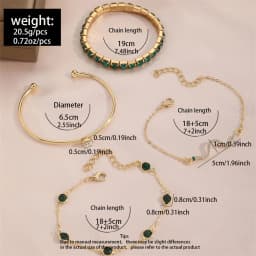 4Pcs/Set Fashionable Snake Imitation Gemstone Bangle Rhinestone Full Metal Bracelet For Birthday Party Christmas Gift For Women