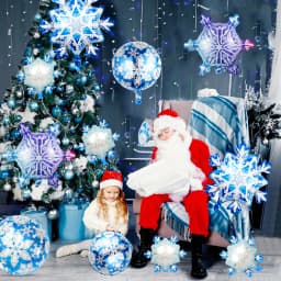 10pcs Ice and Snow Theme Snowflake Aluminum Foil Balloons, Winter Christmas New Year Ice and Snow Wonderland Decoration Supplies