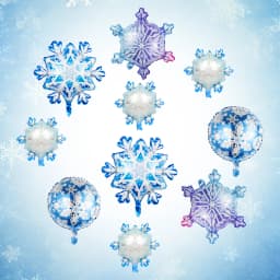 10pcs Ice and Snow Theme Snowflake Aluminum Foil Balloons, Winter Christmas New Year Ice and Snow Wonderland Decoration Supplies