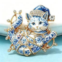 Wuli&baby Lovely Christmas Cat Brooches For Women Unisex 2-color Rhinestone Colorful Lights Kitten New Year Party Brooch Pins
