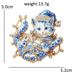 Wuli&baby Lovely Christmas Cat Brooches For Women Unisex 2-color Rhinestone Colorful Lights Kitten New Year Party Brooch Pins